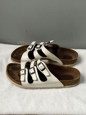 Birkenstock White Triple-Buckle Cork Footbed Sandals